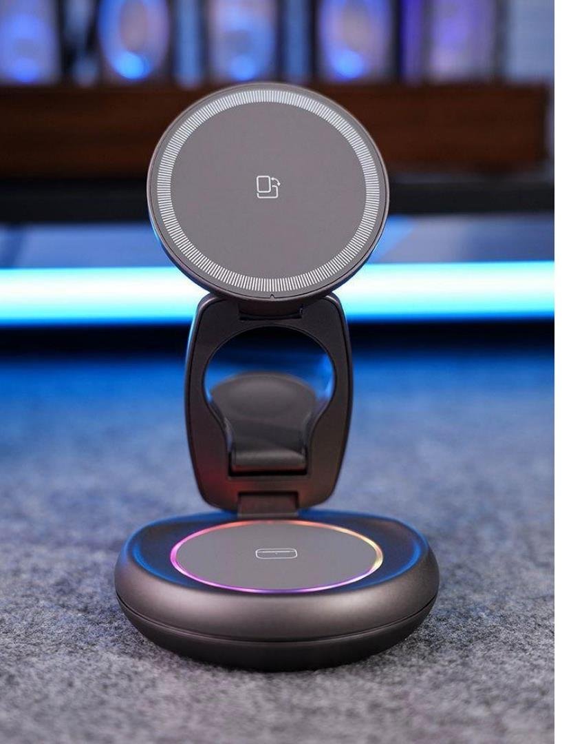 LC-208 CreativerotatingFolding3-in-1Wireless Charger