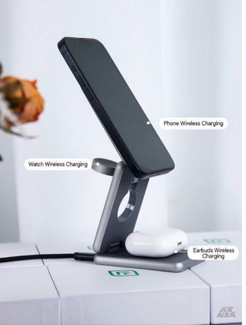 LC-0202/AK09 aluminum alloyFoldingmagsafeMagnetic3-in- 1Wireless Charger