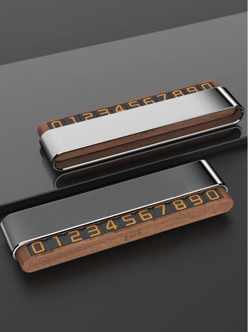 LC-1007walnut hazel wood single-number dual-numberParking Number Plate design high end large style stays cool in high heat resists sun deformation hideable number protects privacy; Available Colors walnut (slightly darker) hazel wood (light color)
