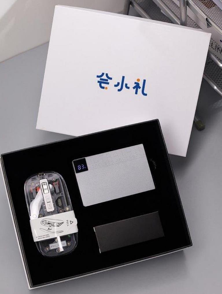 M133 Transparent Bluetooth Mouse + Alloy Power Bank Gift Box